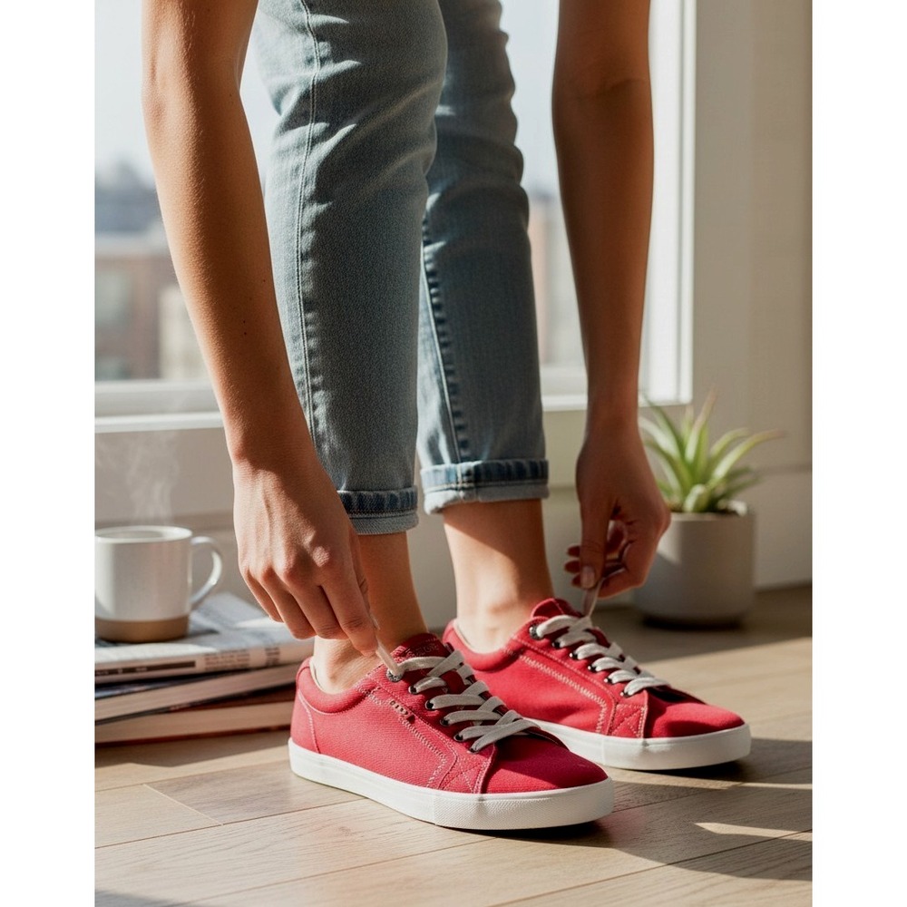 Women's Taos Star Washed Red Canvas Lace Up Sneakers Size 7